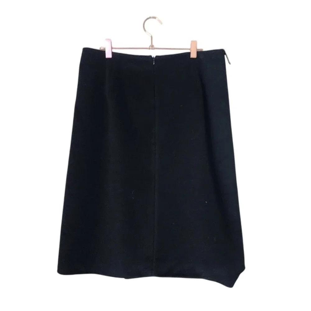 MAXMARA VINTAGE Black Wool Cashmere Skirt Minimalist Pleated Academia 12